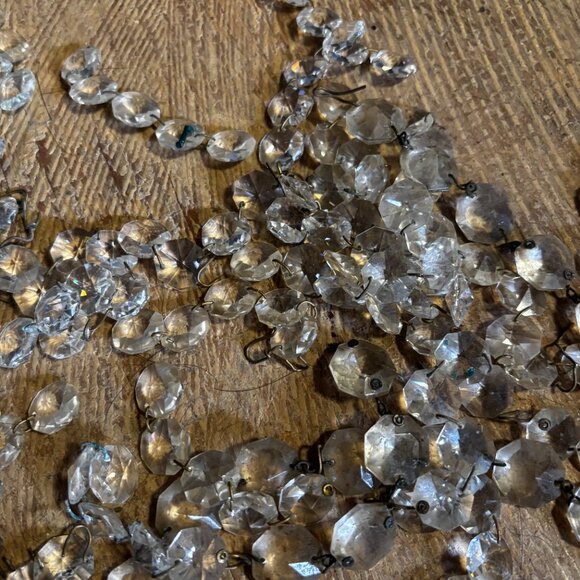 292" Vintage faceted glass crystal garland swag chain chandelier prisms - Picture 4 of 5